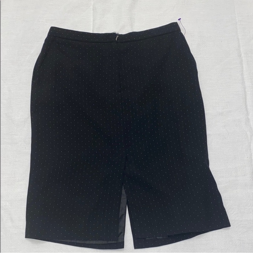 Focus 2000 Black White Polka Dot Midi Skirt Business Casual Classic